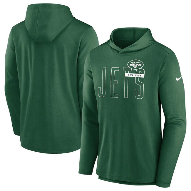 Men's New York Jets Green Lightweight Performance Hooded Long Sleeve T-Shirt